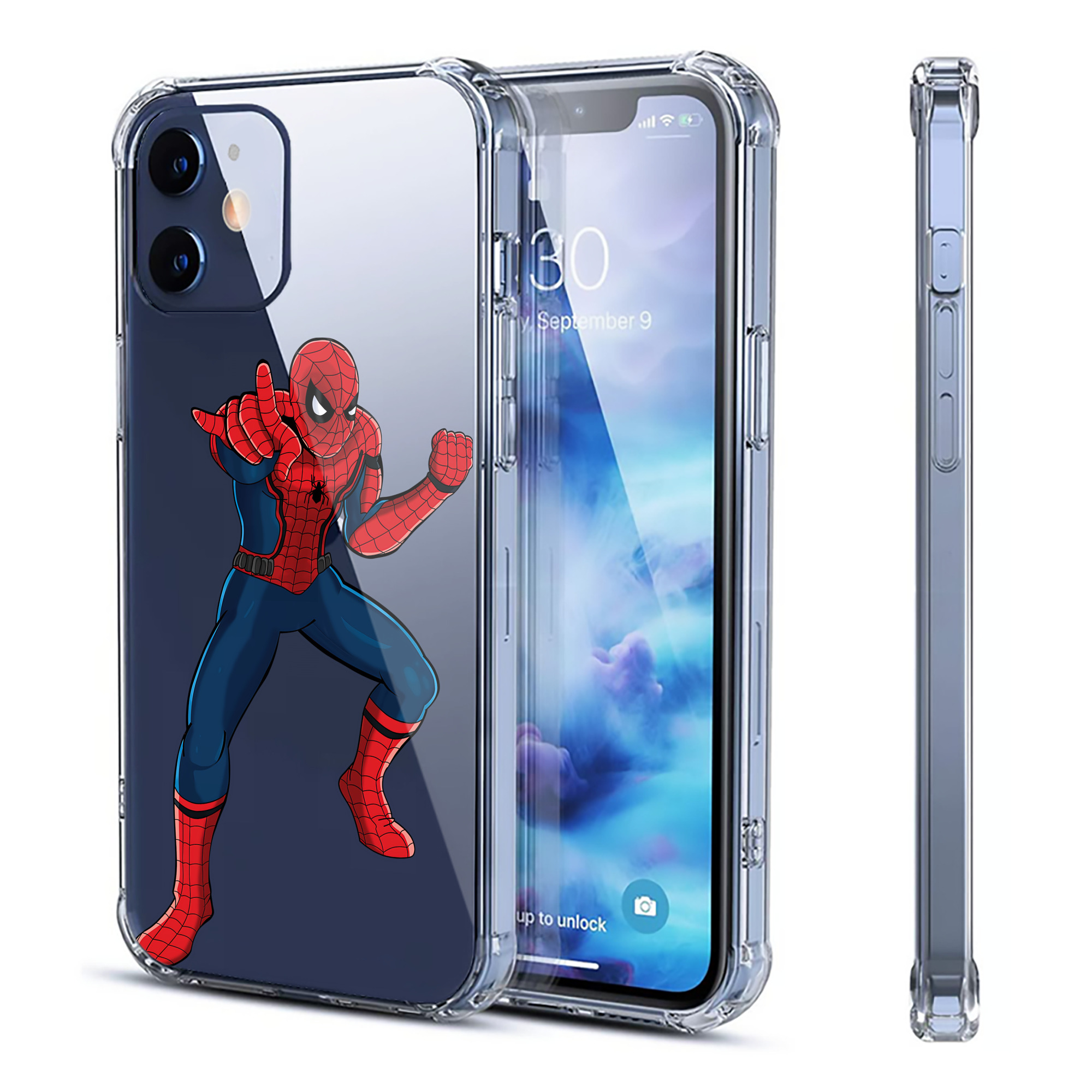 （画像用） Spider Man スパイダーマン 【iPhone 12シリーズ対応】透明スマホケース（クリアソフトケース）